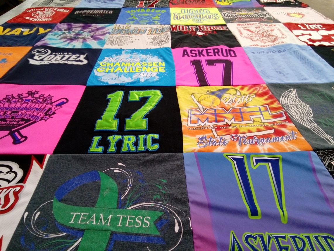 T-shirt quilt featuring wolf ridge, team tess by Shanna from MN