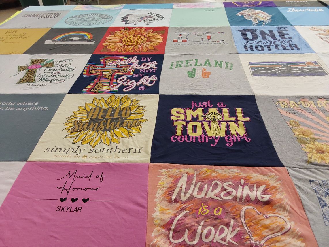 T-shirt quilt with southern culture, nursing themes by Skylar from MS