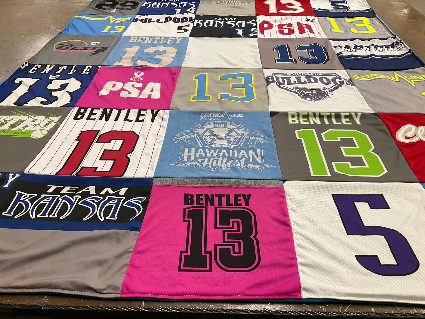 T-shirt quilt from bentley university by Becky from KS