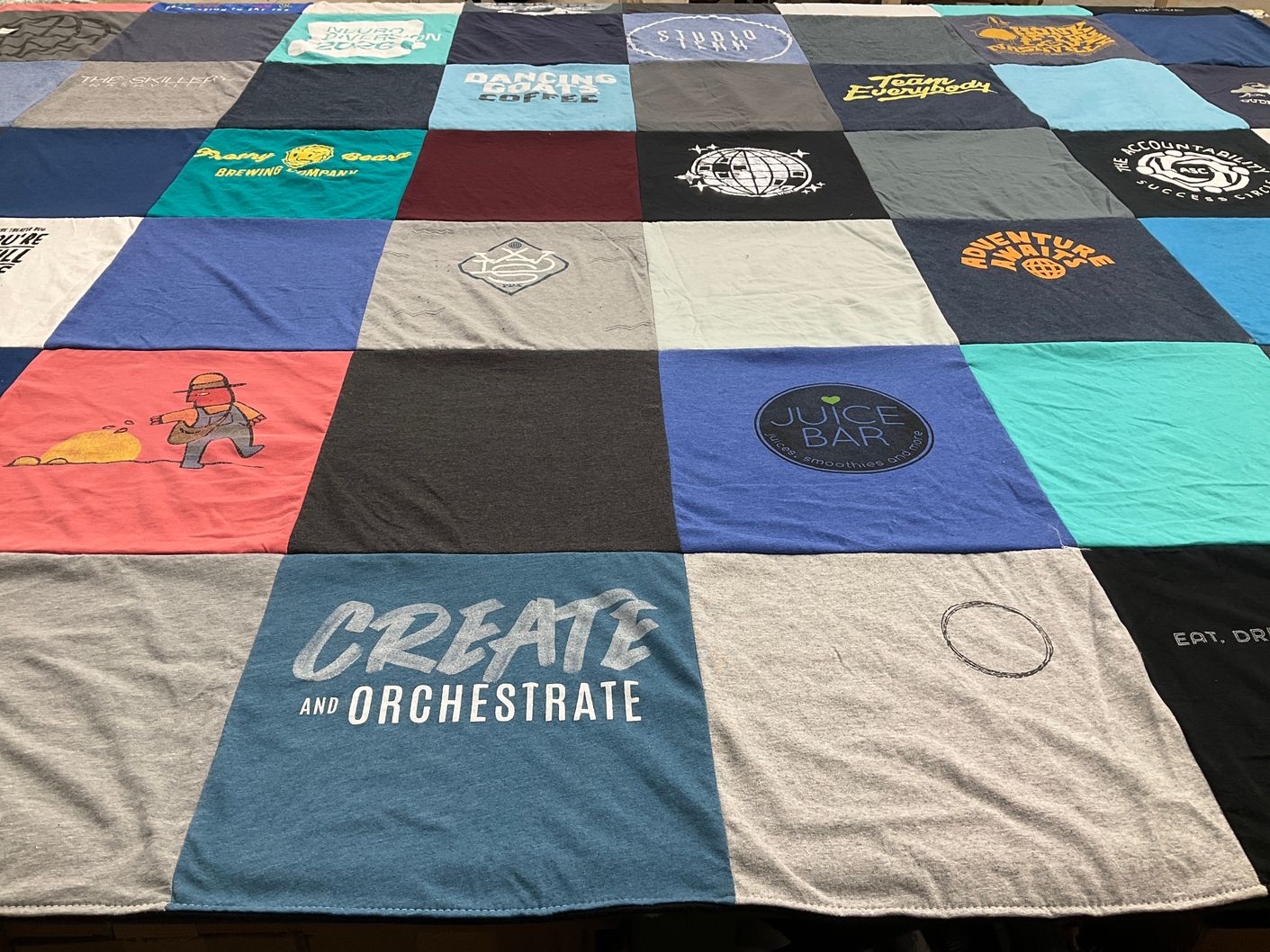 T-shirt quilt with cooking, brewing themes by James from TN