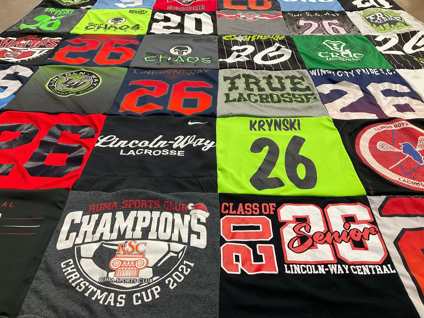 T-shirt quilt from lincoln-way central high school by Kellie from IL