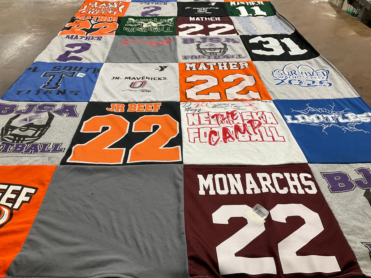 T-shirt quilt featuring mather football team, nebraska football team by Melissa from NE