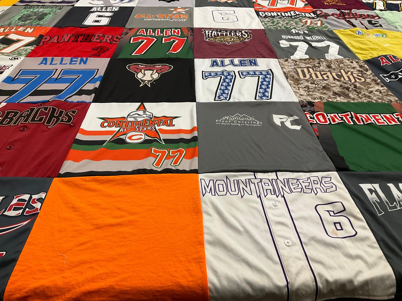 T-shirt quilt featuring continental all stars, mountaineers by Shanun from AZ