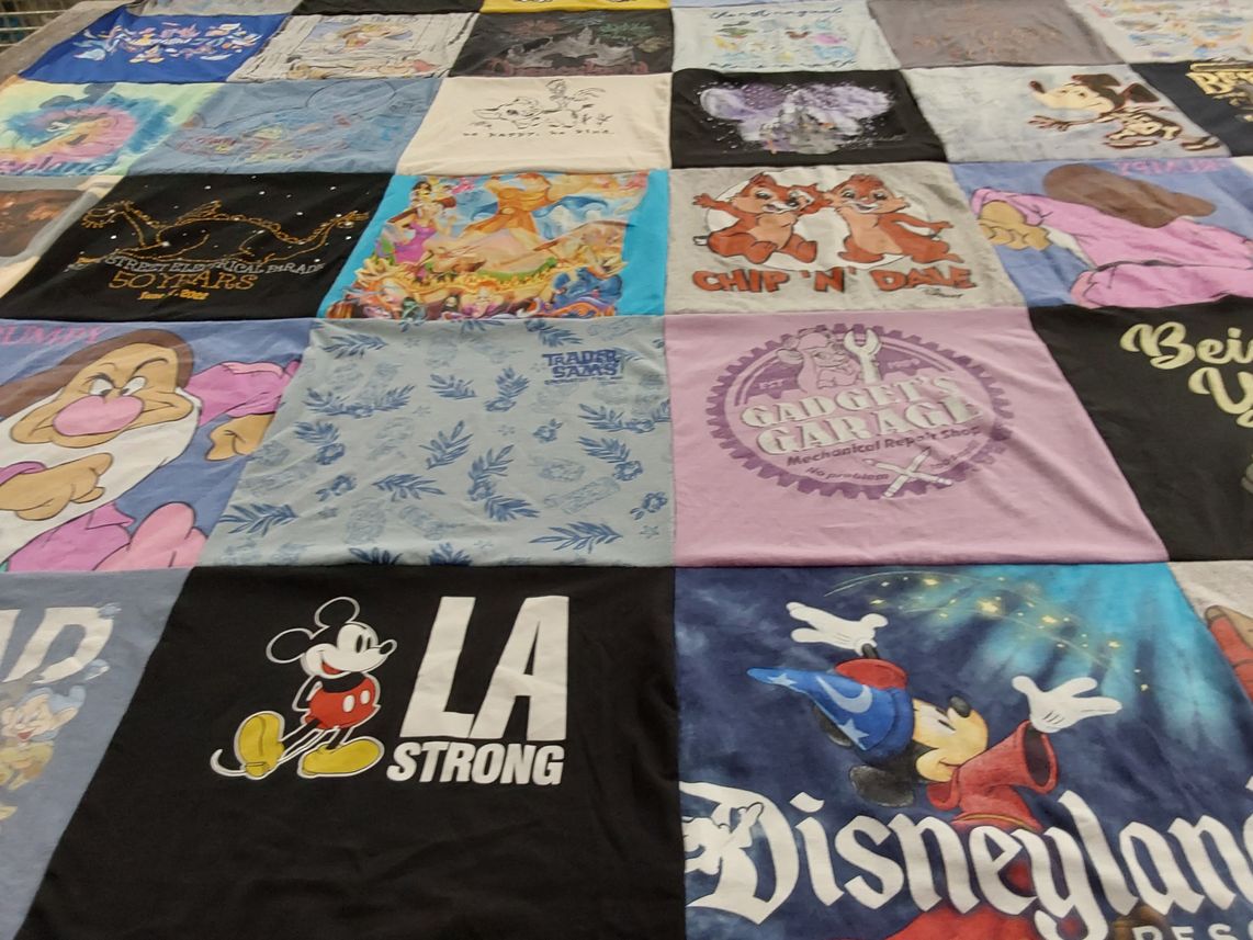 T-shirt quilt with disney, animation themes by Karen from CA