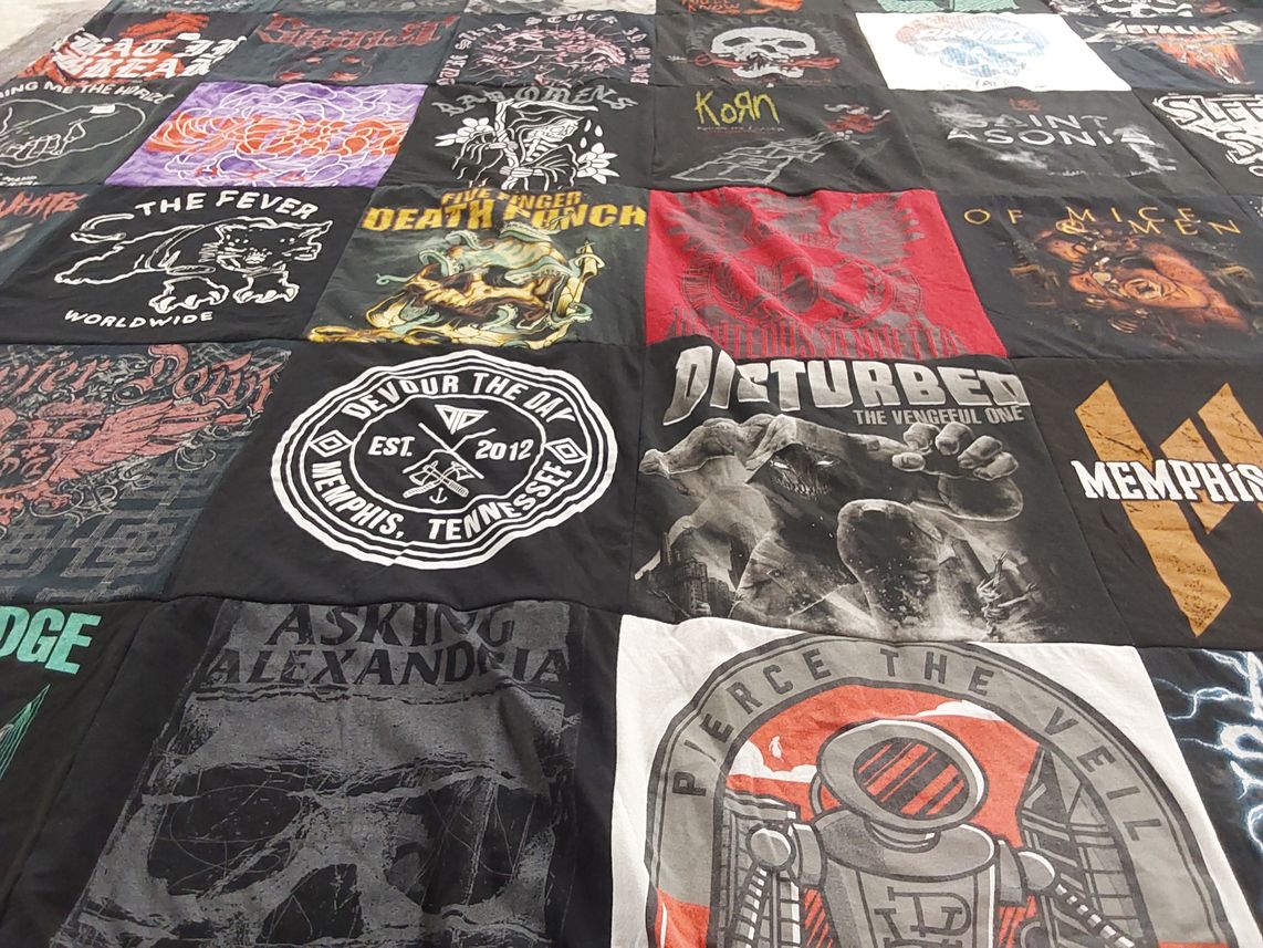T-shirt quilt with music, bands themes by Michael from GA