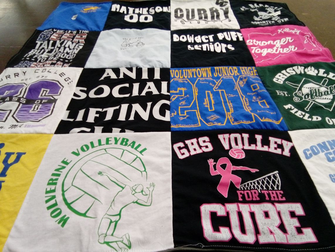T-shirt quilt featuring grislwold high school volleyball by Michelle from CT