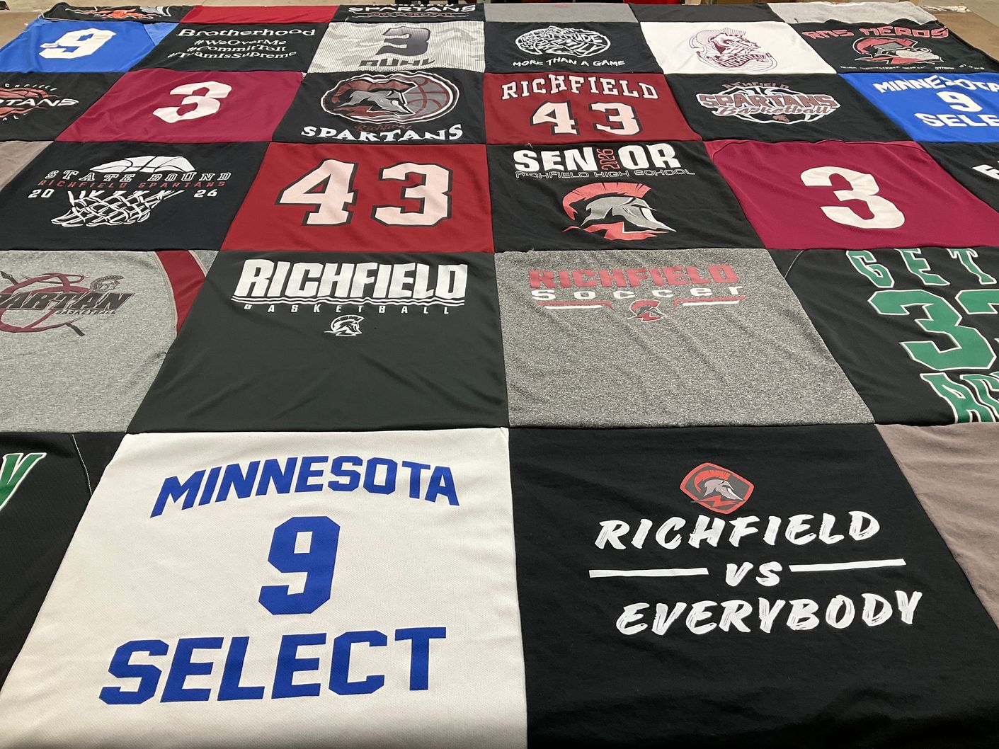 T-shirt quilt featuring richfield spartans by Samantha from MN