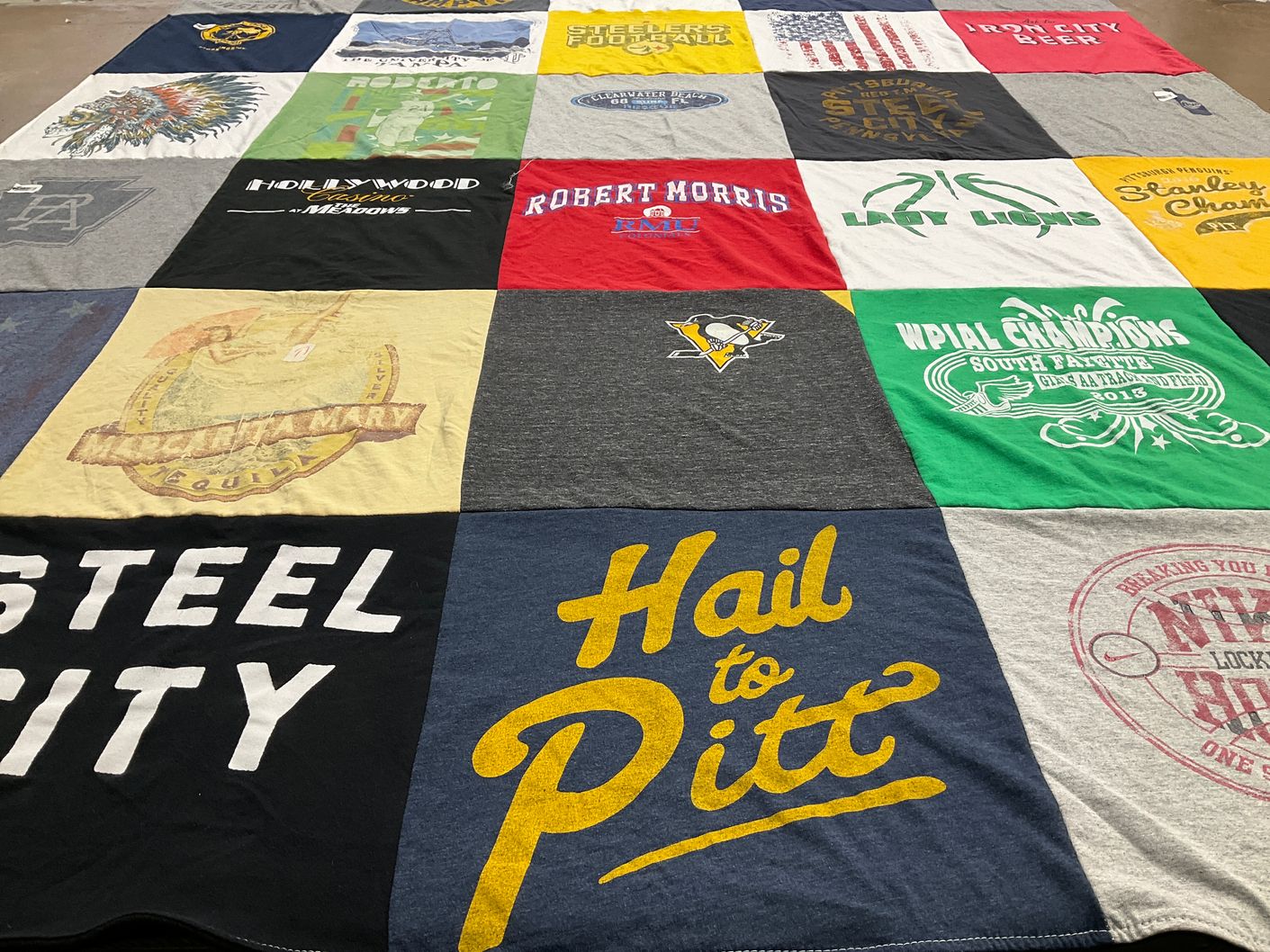 T-shirt quilt featuring pittsburgh penguins, pittsburgh panthers by Robert from PA