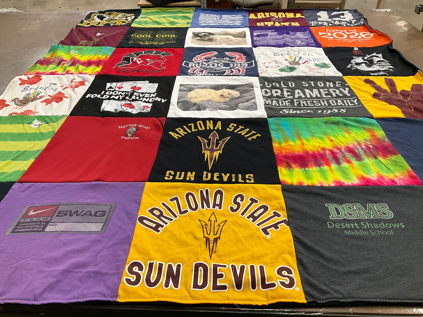 T-shirt quilt featuring arizona state university by Denise from AZ