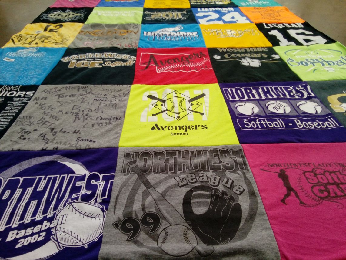 T-shirt quilt featuring northwest warriors, northwest cougars by Kathy from NE