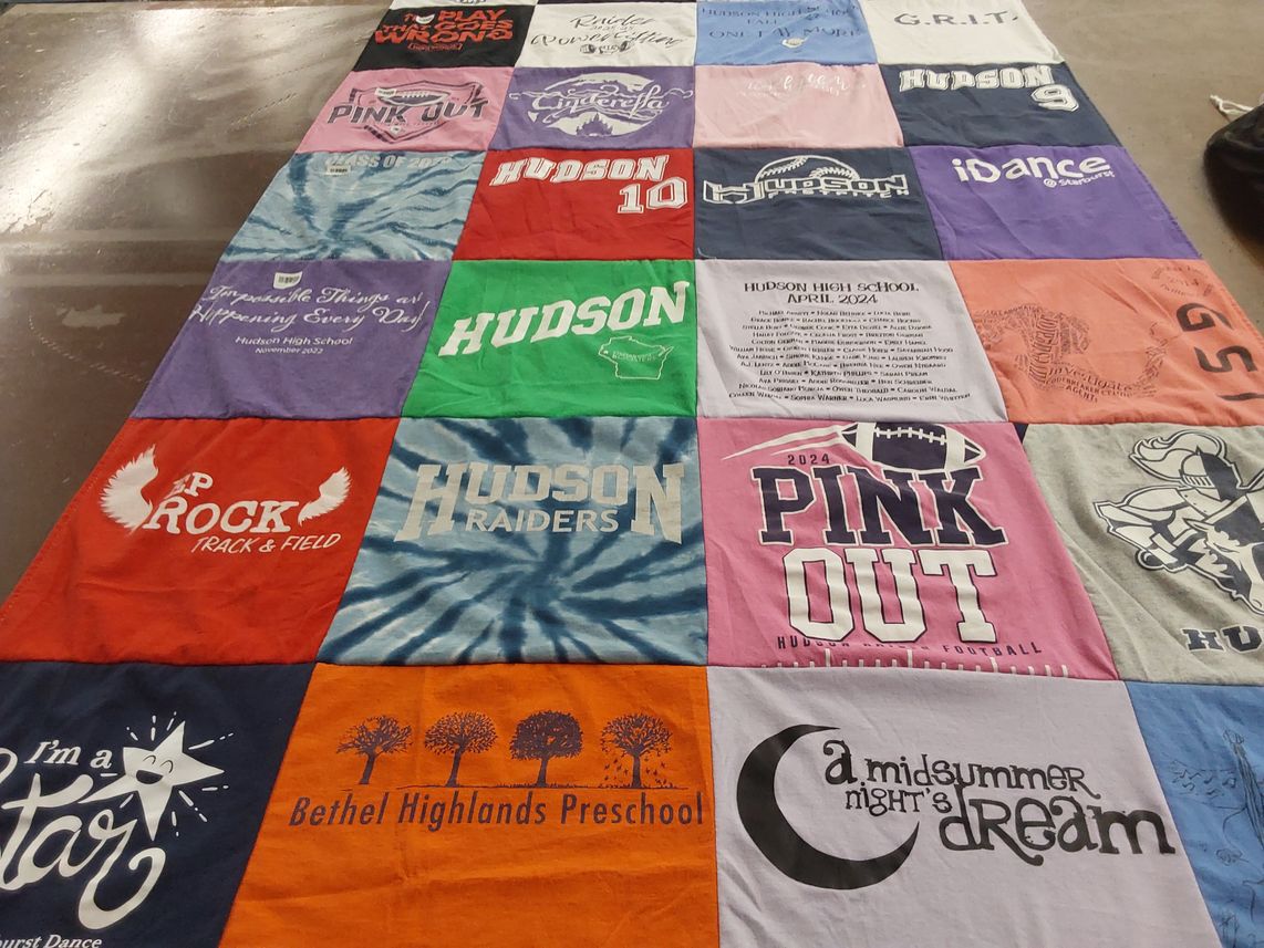 T-shirt quilt featuring hudson raiders by Lisa from WI