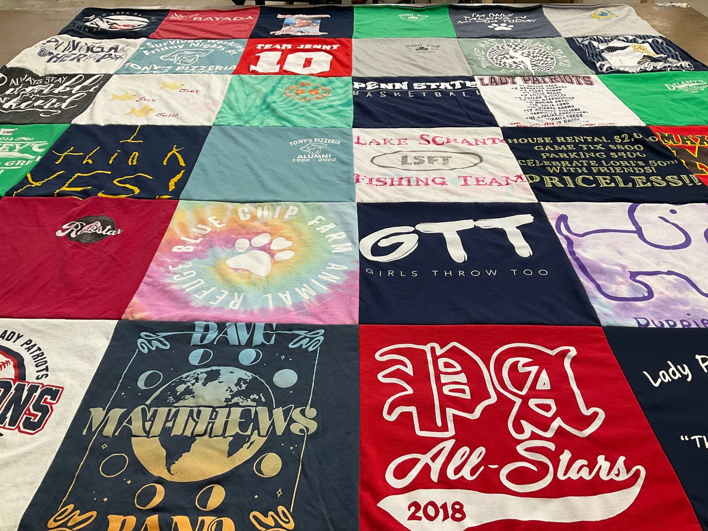 T-shirt quilt featuring lady patriots by Jenny from PA