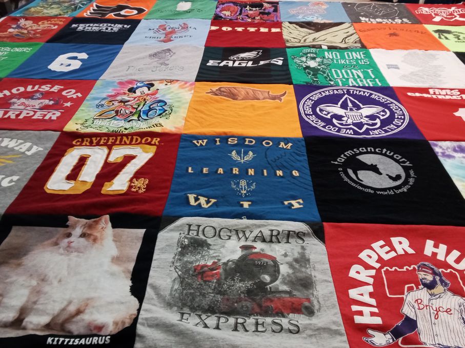T-shirt quilt featuring philadelphia eagles, philadelphia phillies by Tina from NJ