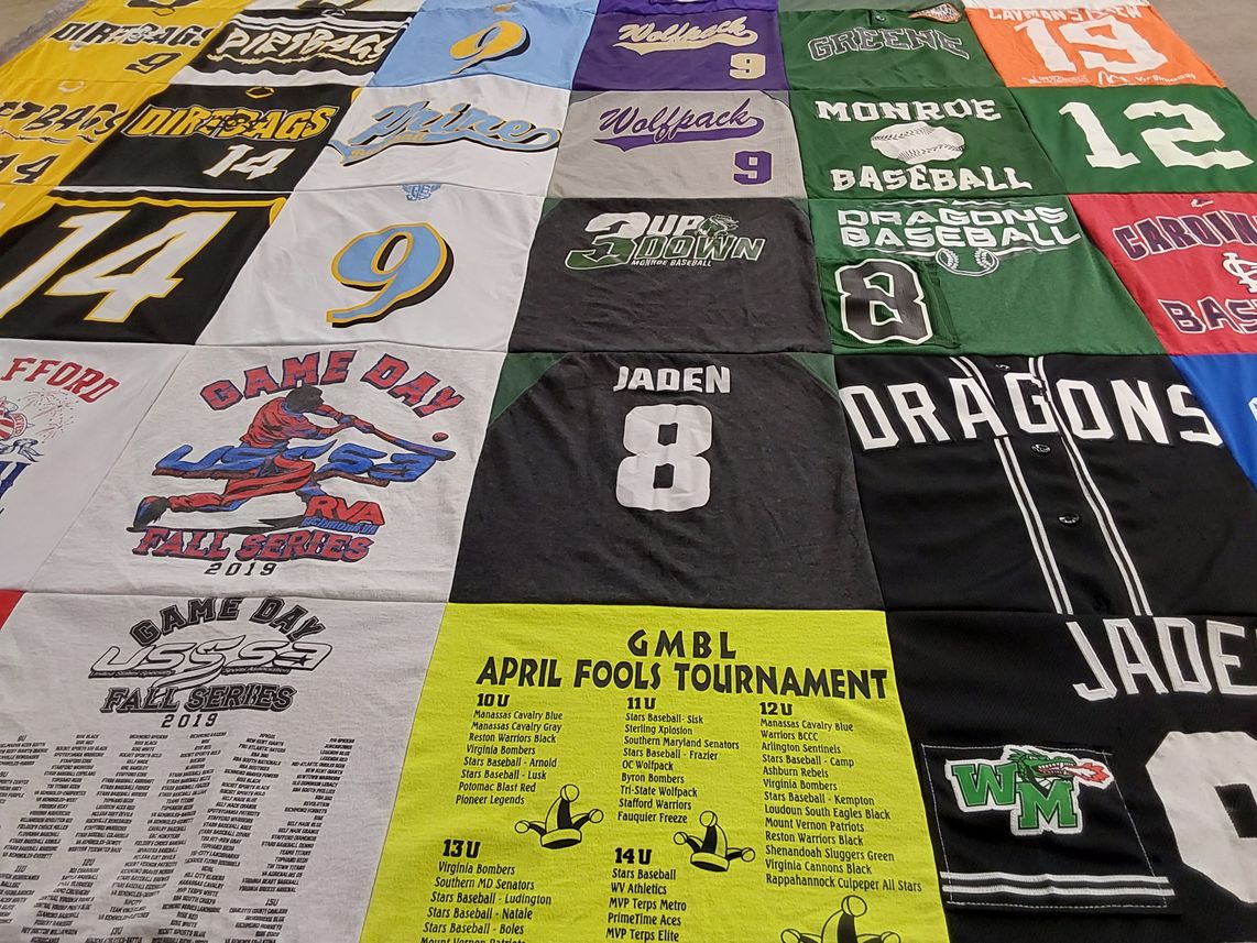 T-shirt quilt featuring dragons baseball, monroe baseball by Judy from VA