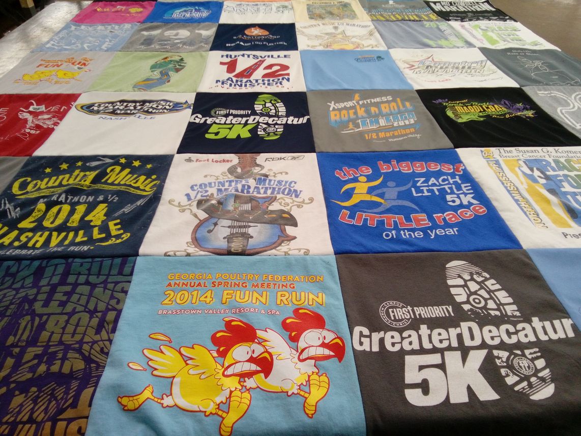 T-shirt quilt with running, charity events themes by MANDY from AL