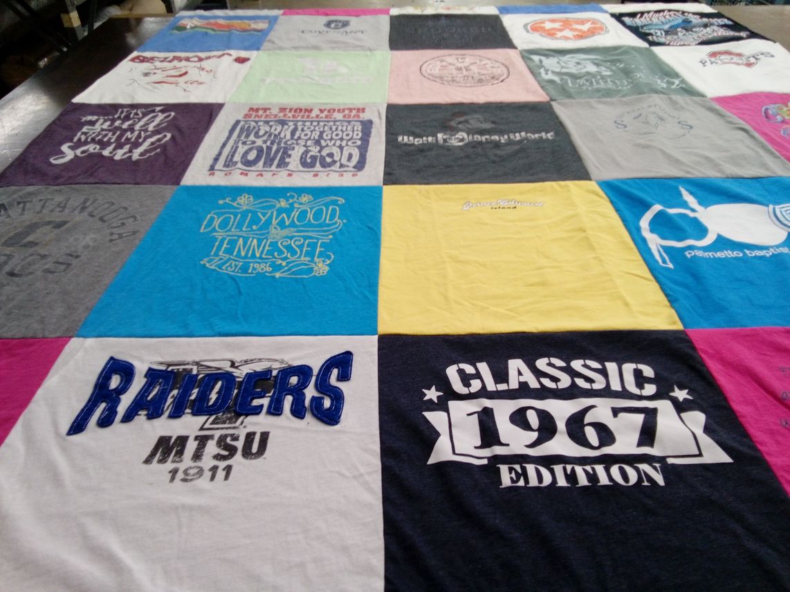 T-shirt quilt featuring middle tennessee state university raiders by Heather from TN
