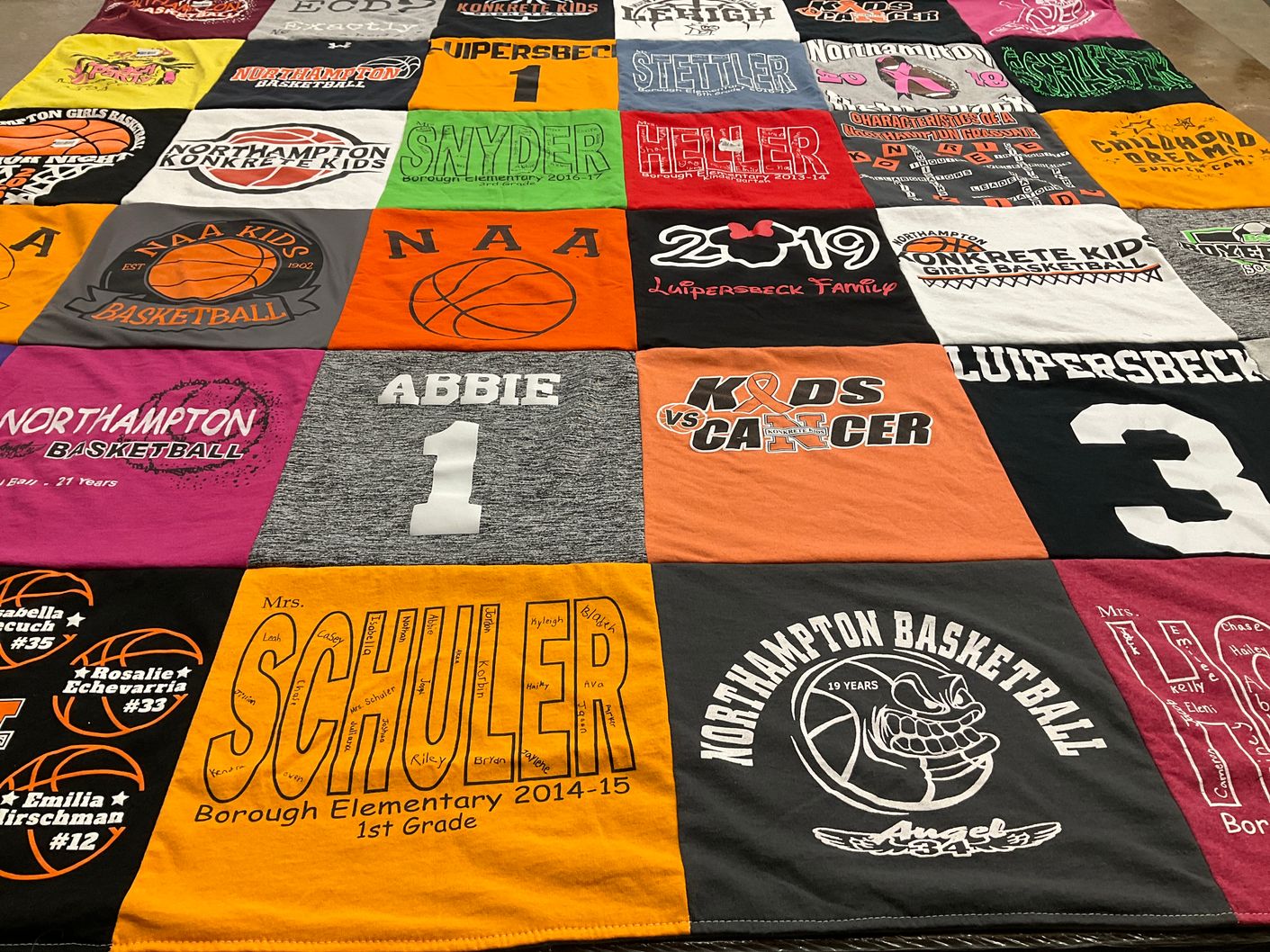 T-shirt quilt featuring northampton basketball by Karen from PA