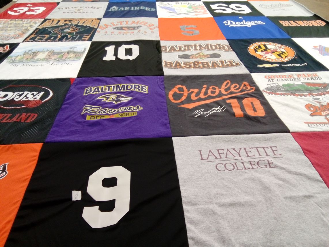 T-shirt quilt featuring baltimore ravens, baltimore orioles by Jonathan from PA