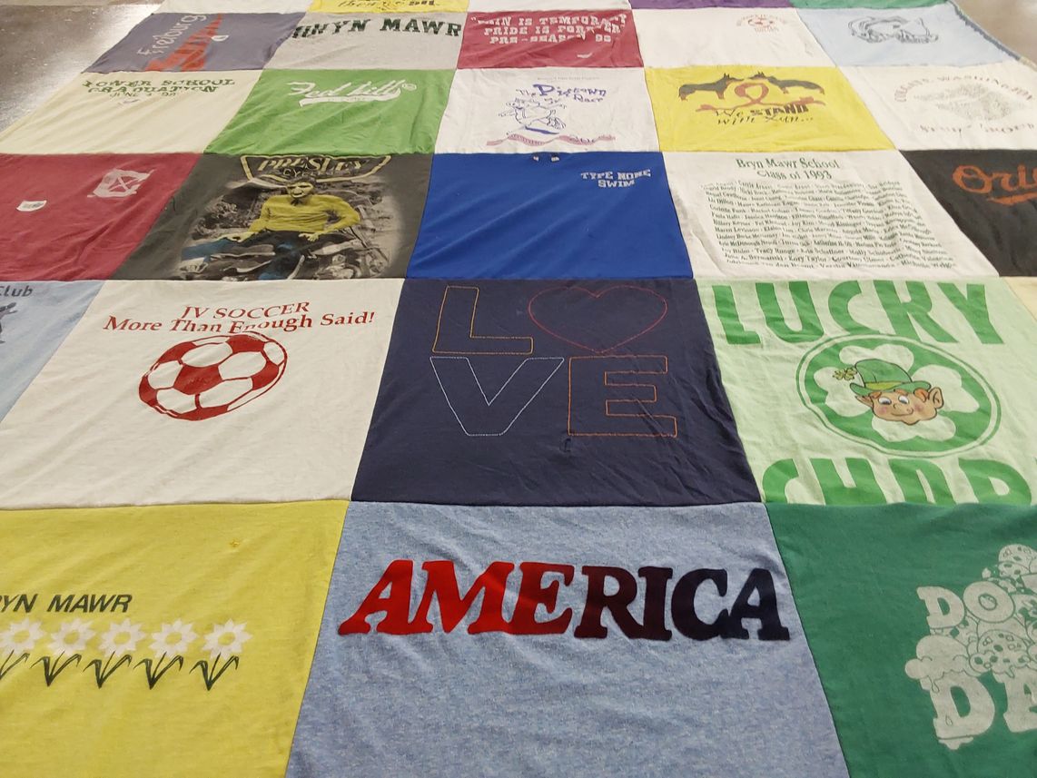 T-shirt quilt from haverford college, berwyn mawr school by Rebecca from MD