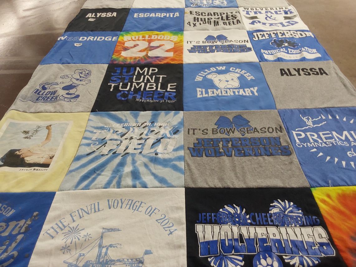 T-shirt quilt featuring jefferson wolverines by Nicole  from IL