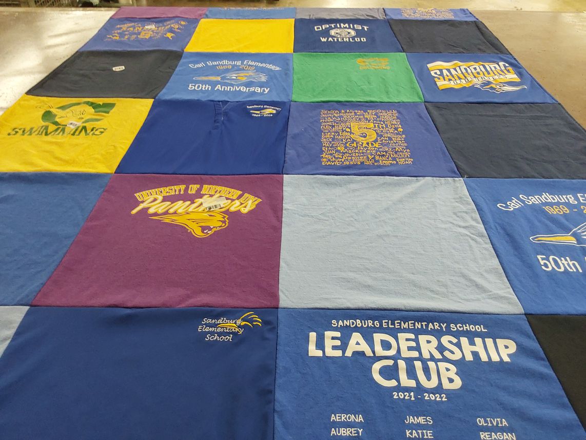 T-shirt quilt from university of northern iowa, carl sandburg elementary school by Michael from IL