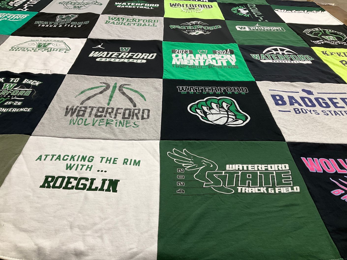 T-shirt quilt featuring waterford wolverines by Carrie from WI