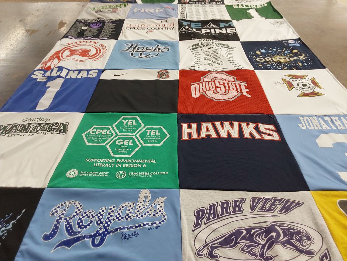 T-shirt quilt featuring hawks by Elvera from CA