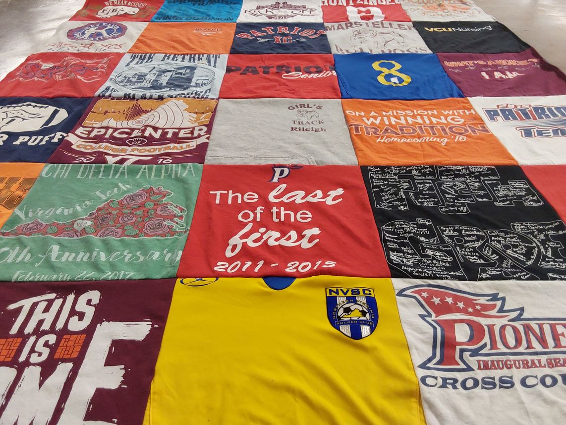 T-shirt quilt featuring nvsc soccer club, pioneers cross country by Sabrina from VA