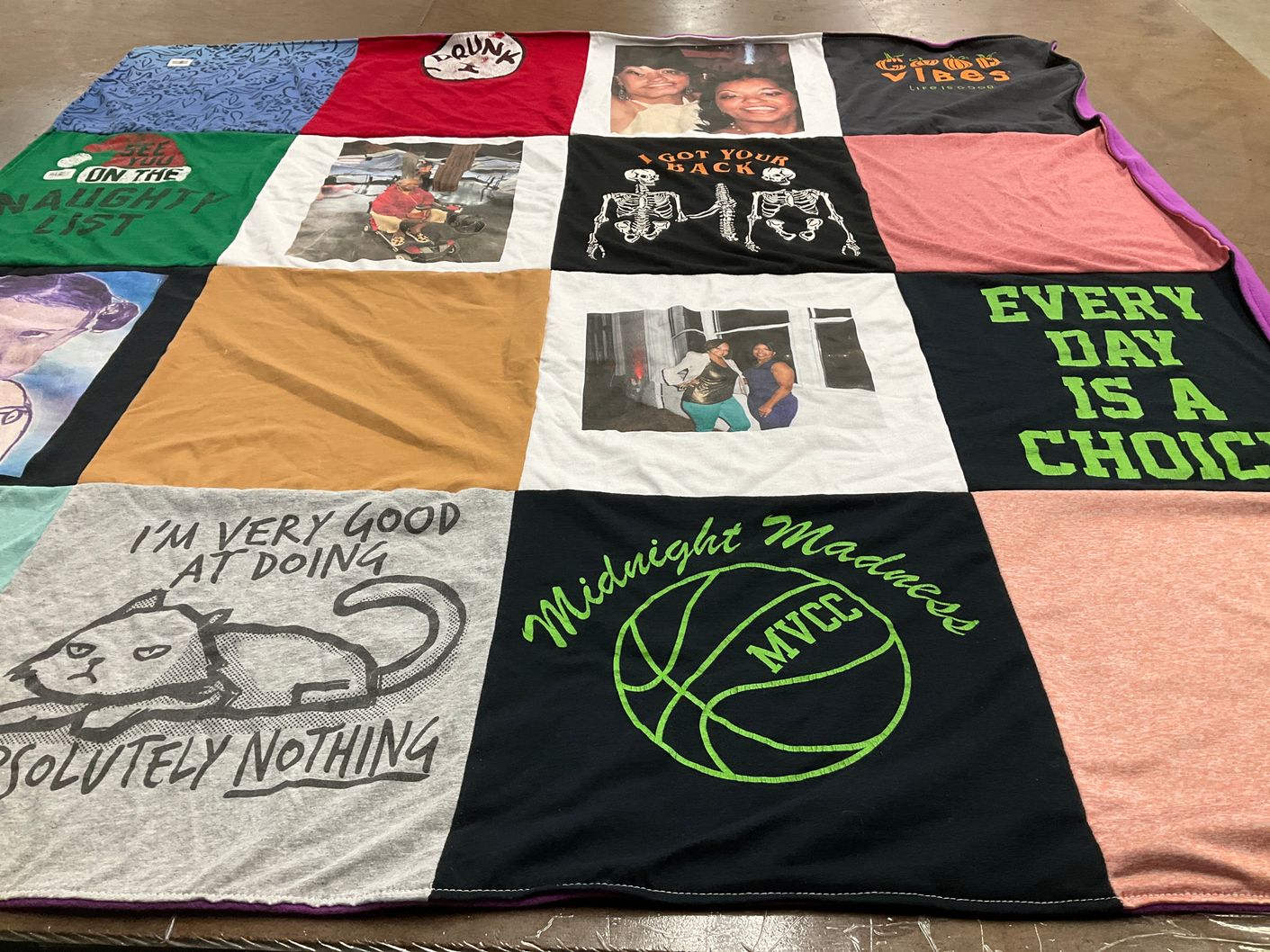 T-shirt quilt from mohawk valley community college by Tabatha from GA