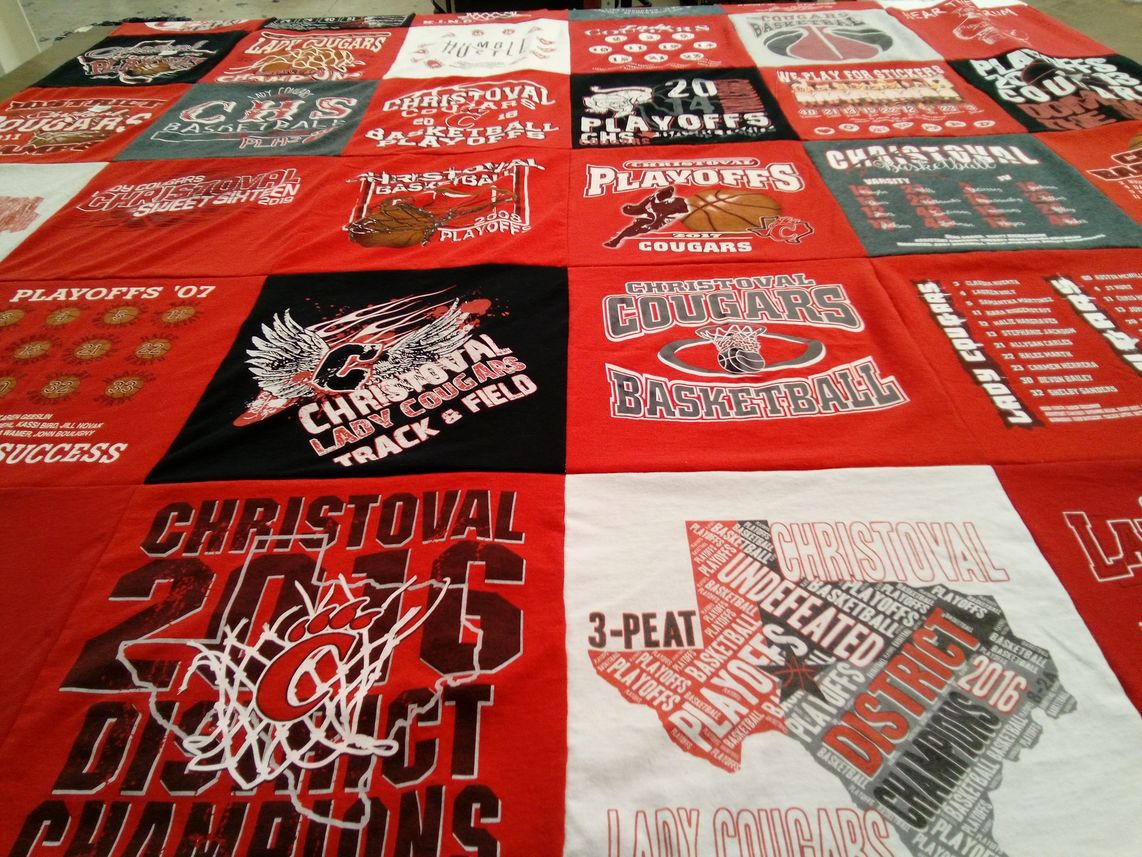 T-shirt quilt featuring christoval cougars, christoval lady cougars by Juana from TX