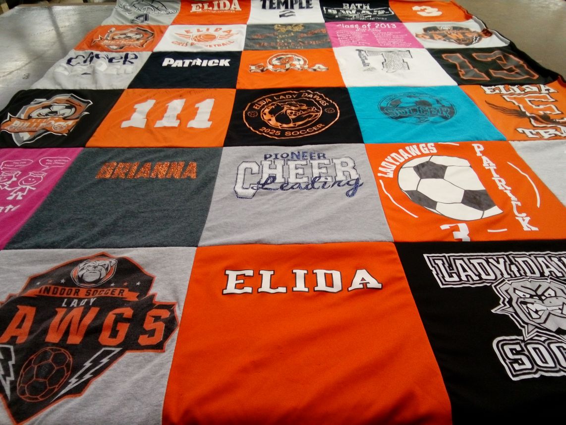 T-shirt quilt featuring lady dawg soccer, indoor soccer lady dawgs by Heather from OH