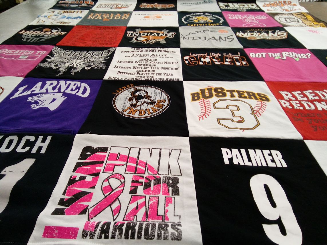 T-shirt quilt featuring larned indians by Theresa from KS