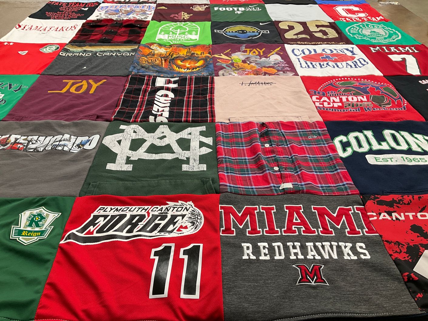T-shirt quilt featuring plymouth canton force, miami redhawks by Corrin from MI