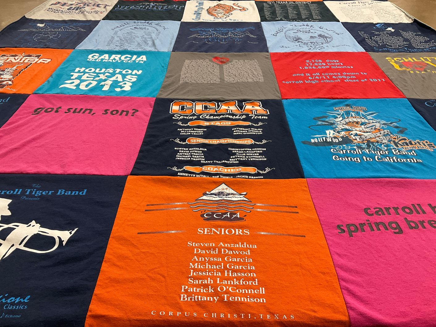 T-shirt quilt from carroll high school by Alexandria from TX