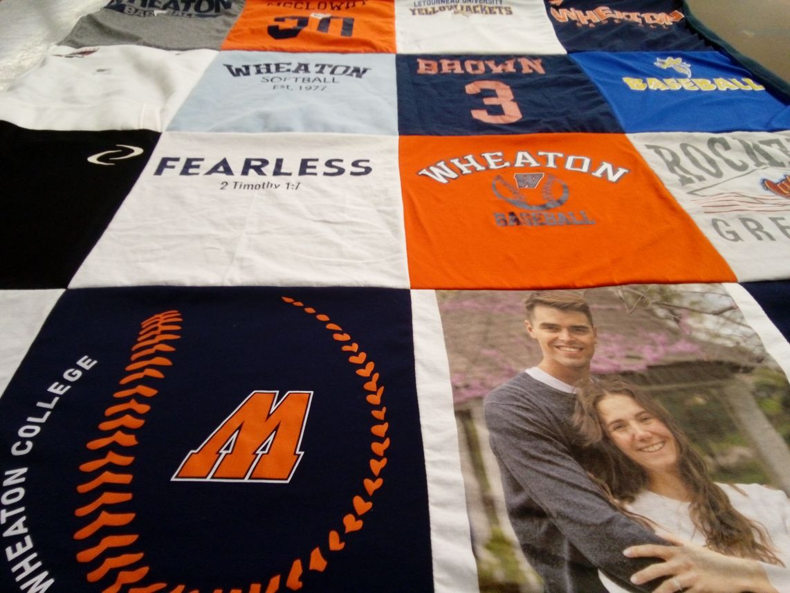 T-shirt quilt featuring wheaton baseball by Brett from IL