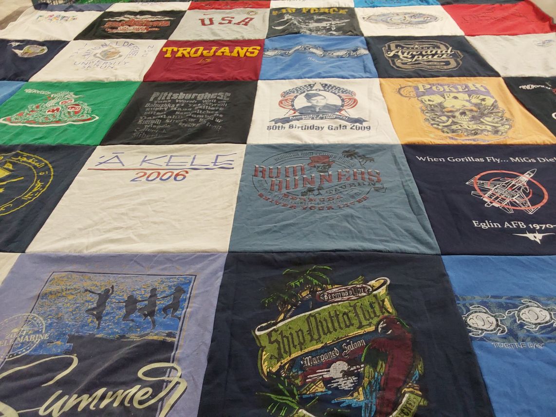 T-shirt quilt featuring trojans by Alane from AL
