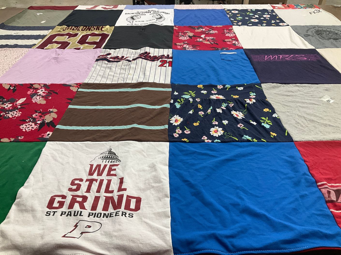 T-shirt quilt from st paul college by Blake from MN
