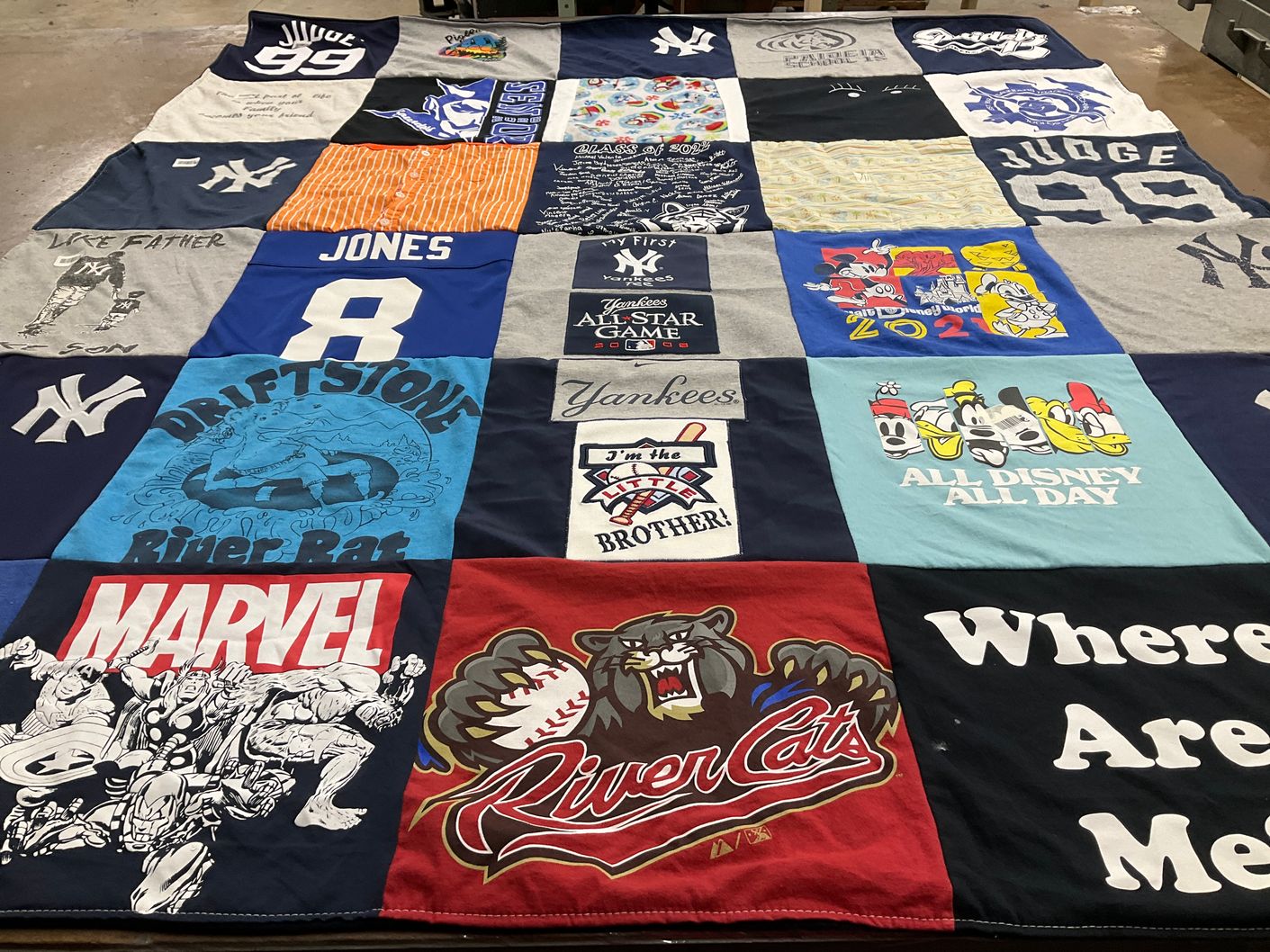 T-shirt quilt featuring new york yankees, river cats by Jessica from NY