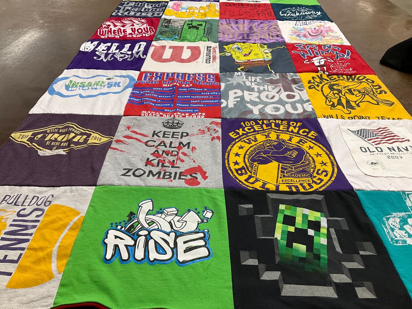 T-shirt quilt from wylie high school by PAULA from TX