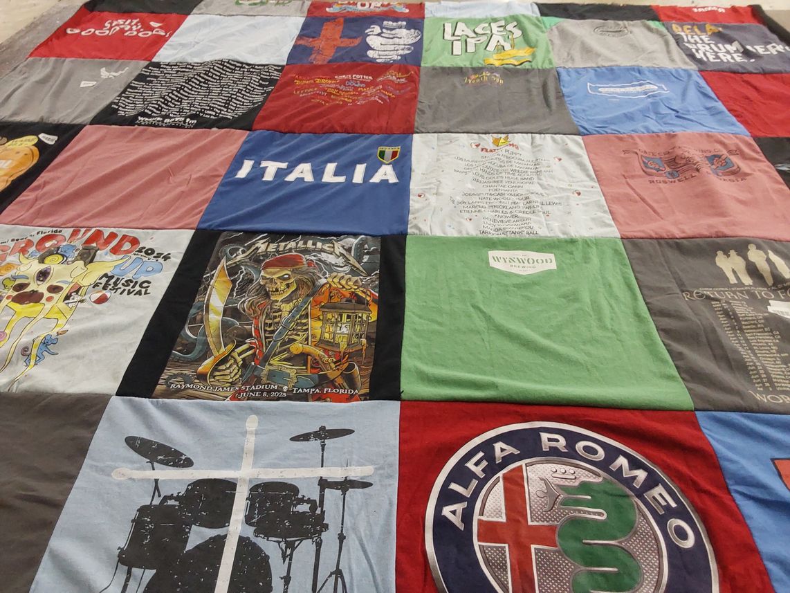T-shirt quilt with music, festivals themes by Tim from FL