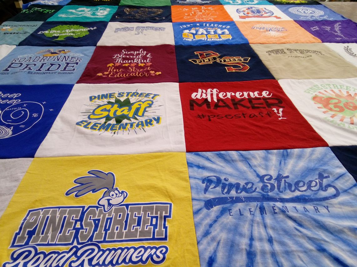 T-shirt quilt featuring pine street road runners by Christy from GA