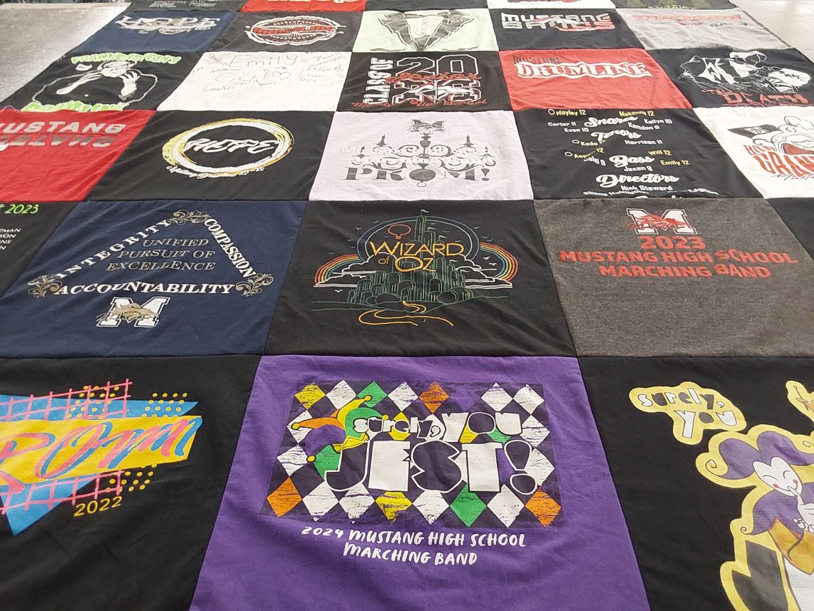 T-shirt quilt from mustang high school by Melanie from OK