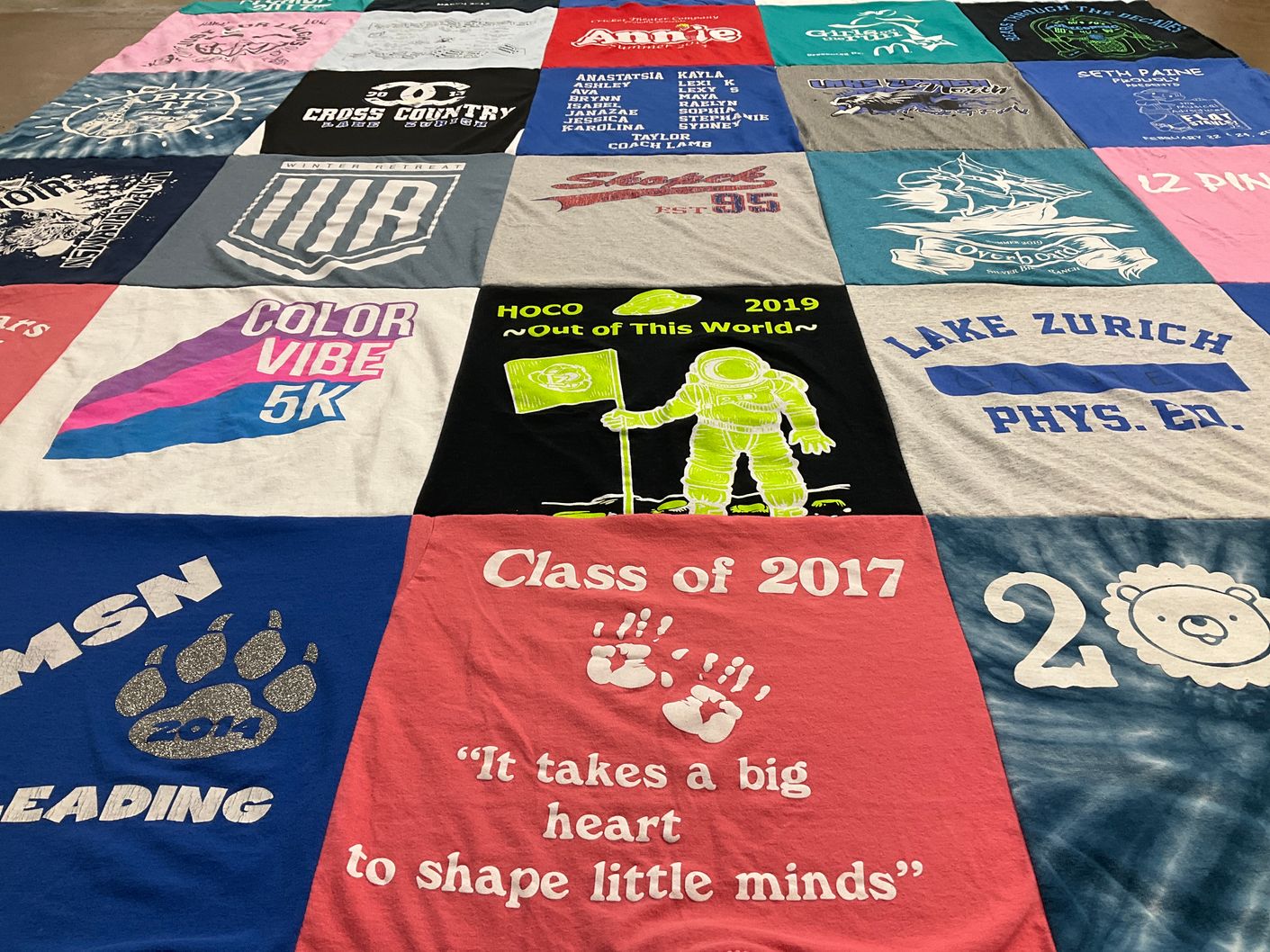 T-shirt quilt from lake zurich high school by Kari from IL