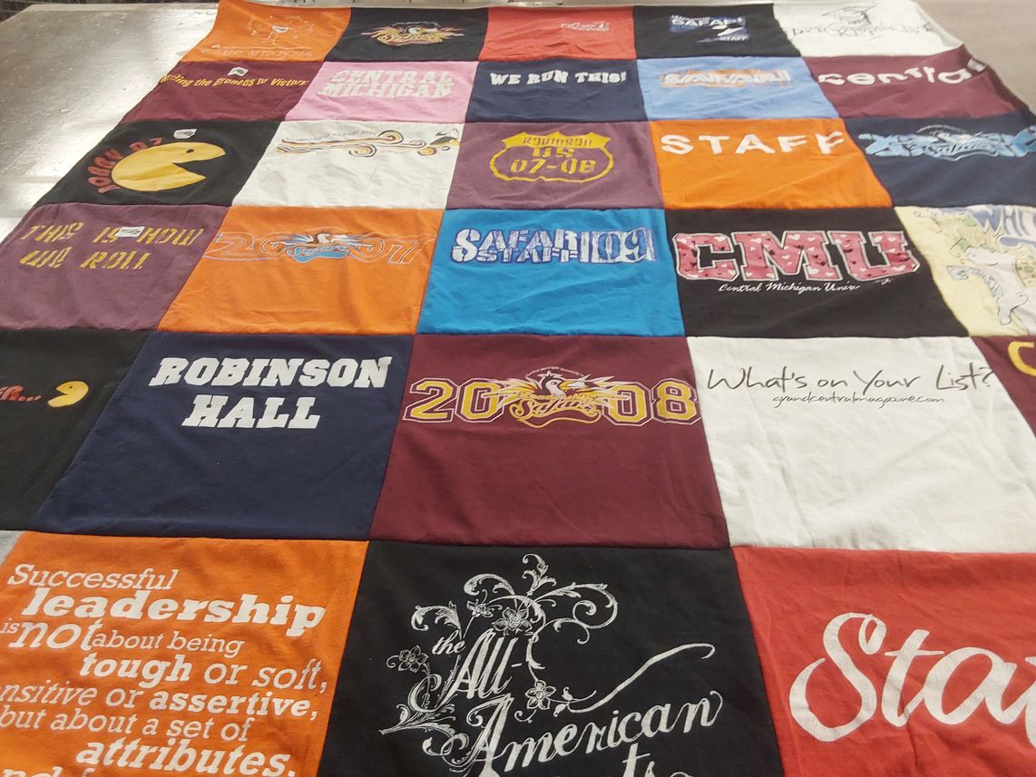 T-shirt quilt from central michigan university by Erin from MI