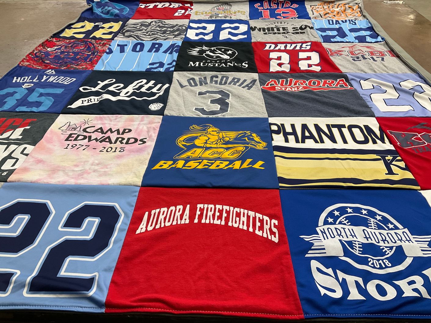 T-shirt quilt featuring acc baseball, north aurora storm by Karin from IL