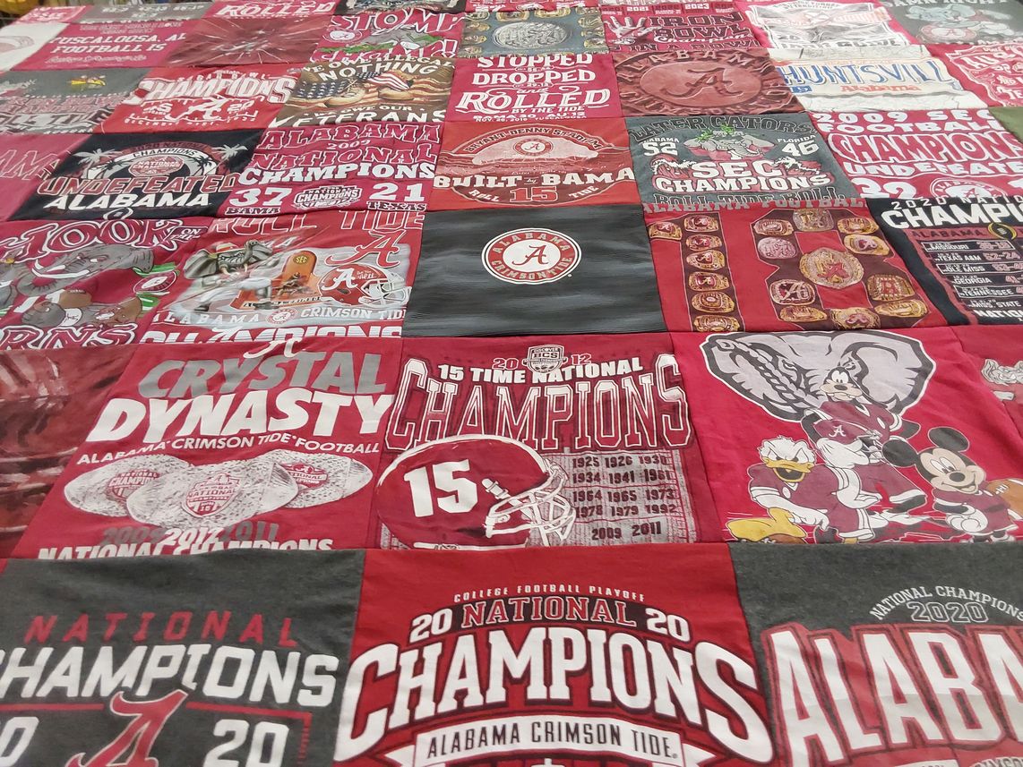 T-shirt quilt featuring alabama crimson tide football by Carolyn from AL