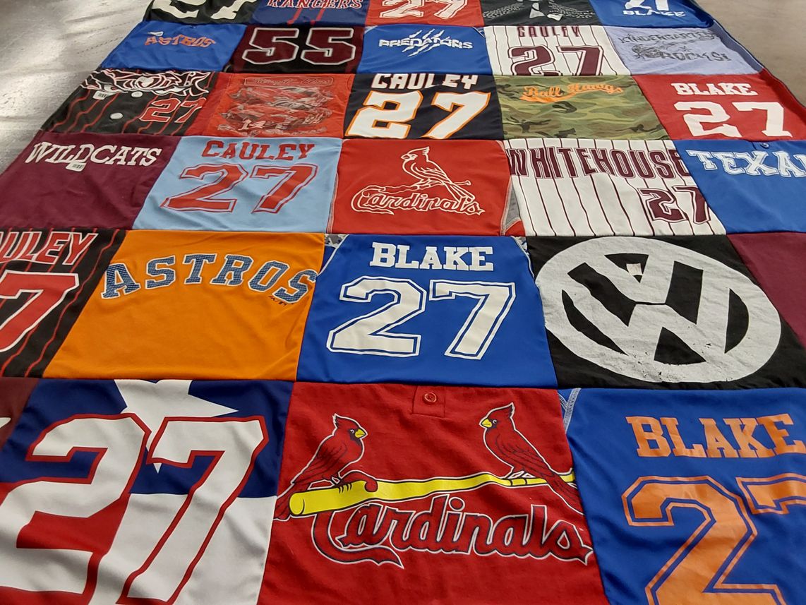 T-shirt quilt featuring houston astros, st. louis cardinals by Erica from TX