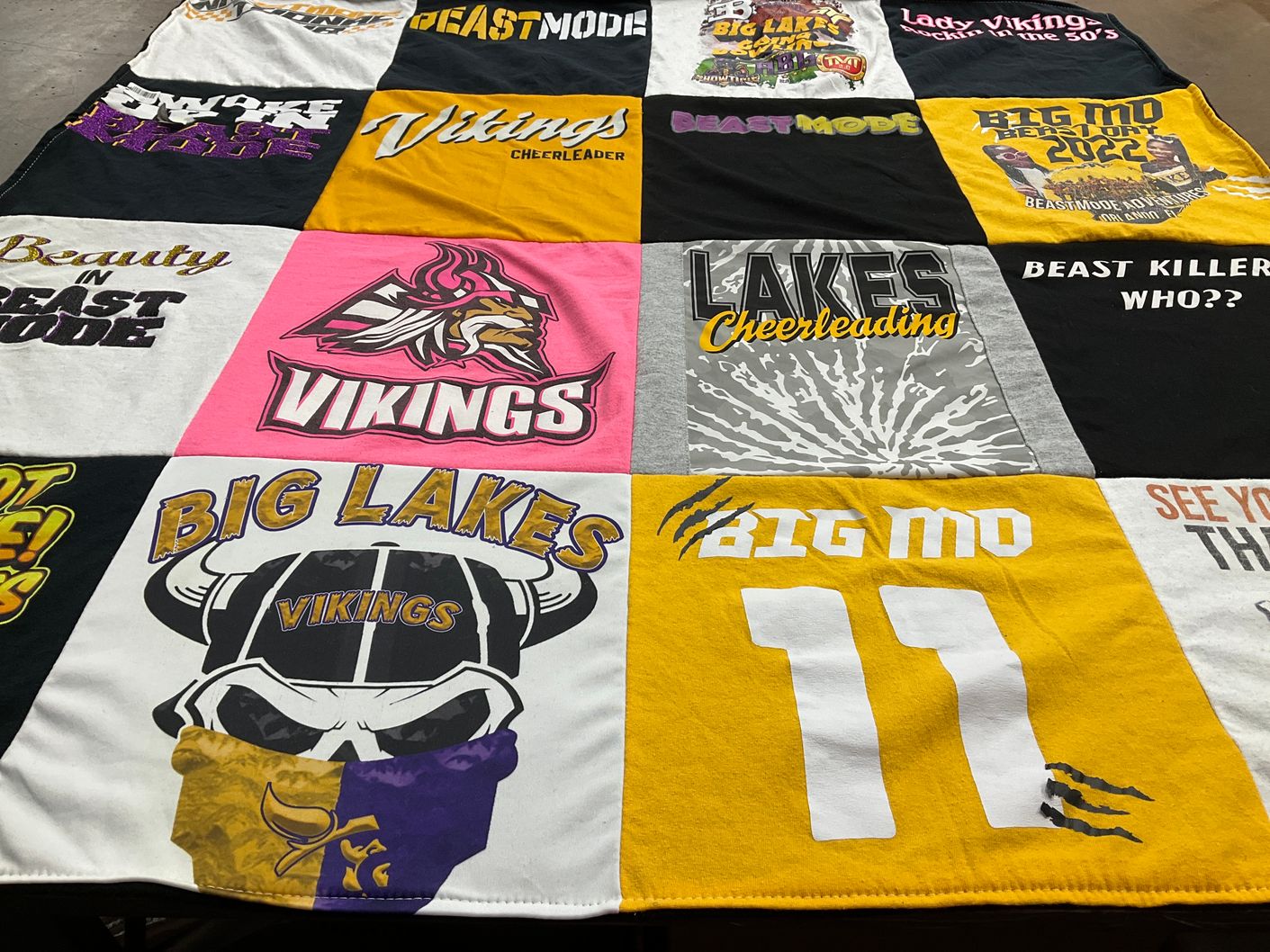 T-shirt quilt featuring big lakes vikings by Malikh from FL
