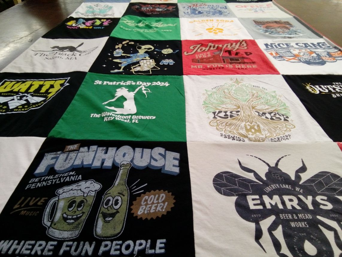 T-shirt quilt with breweries, live music themes by Michael from WA