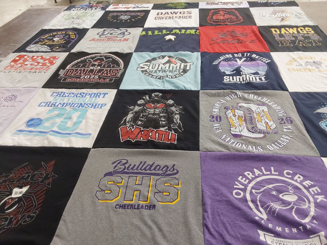 T-shirt quilt featuring bulldogs, overall creek elementary by Samantha from TN